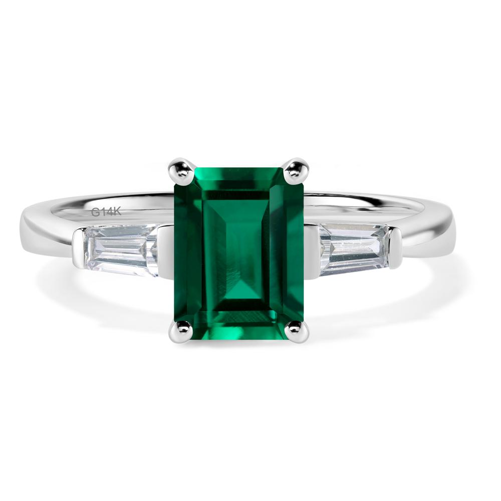 Emerald Emerald Cut Baguette Ring - LUO Jewelry #metal_14k white gold