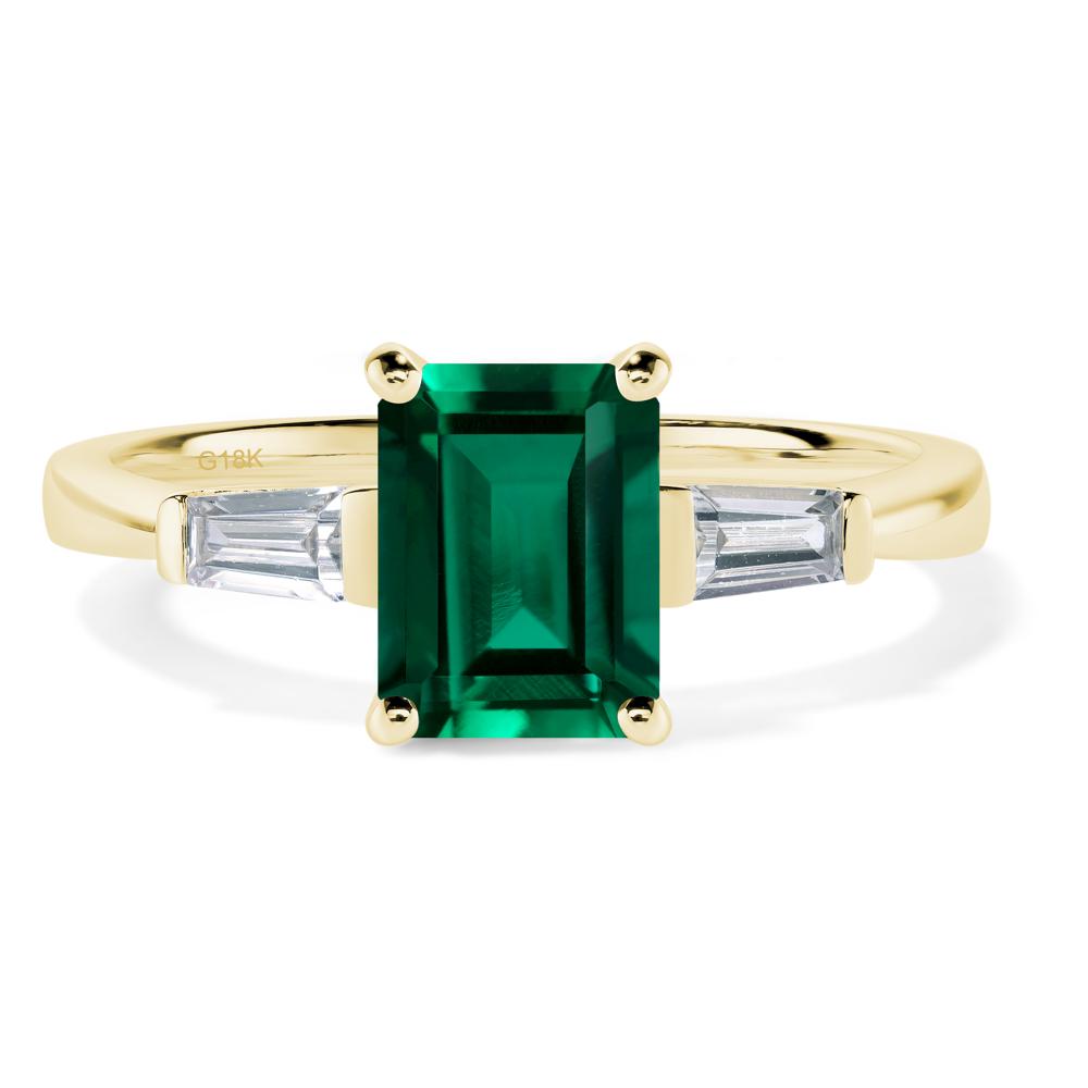 Emerald Emerald Cut Baguette Ring - LUO Jewelry #metal_18k yellow gold