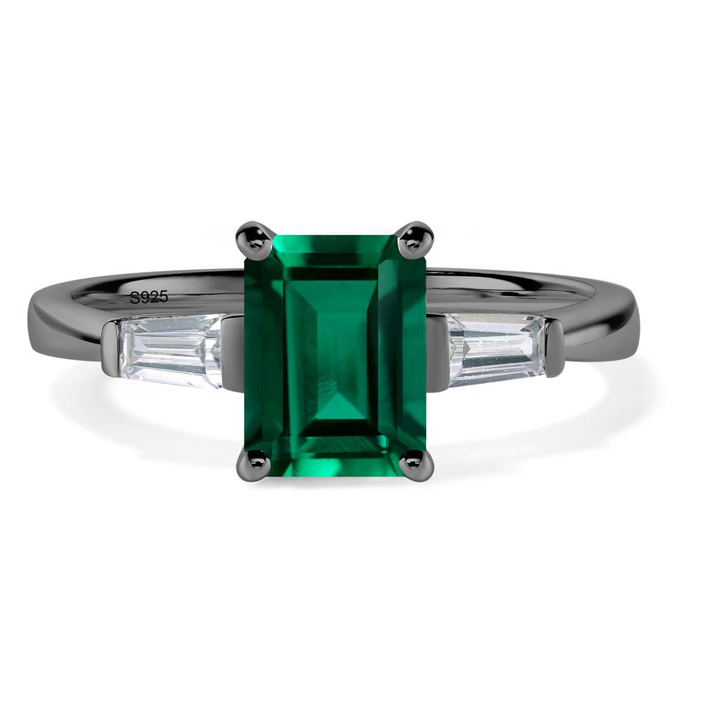 Emerald Emerald Cut Baguette Ring - LUO Jewelry #metal_black finish sterling silver