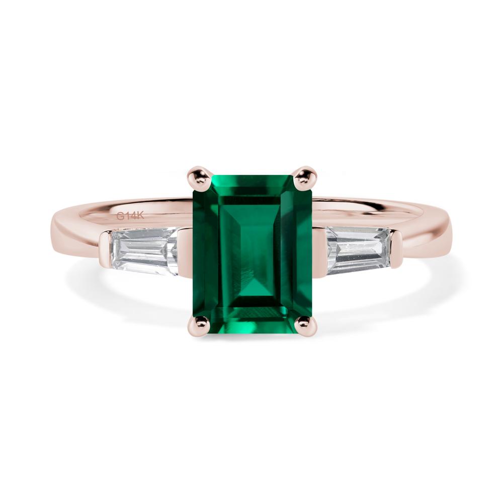 Emerald Emerald Cut Baguette Ring - LUO Jewelry #metal_14k rose gold