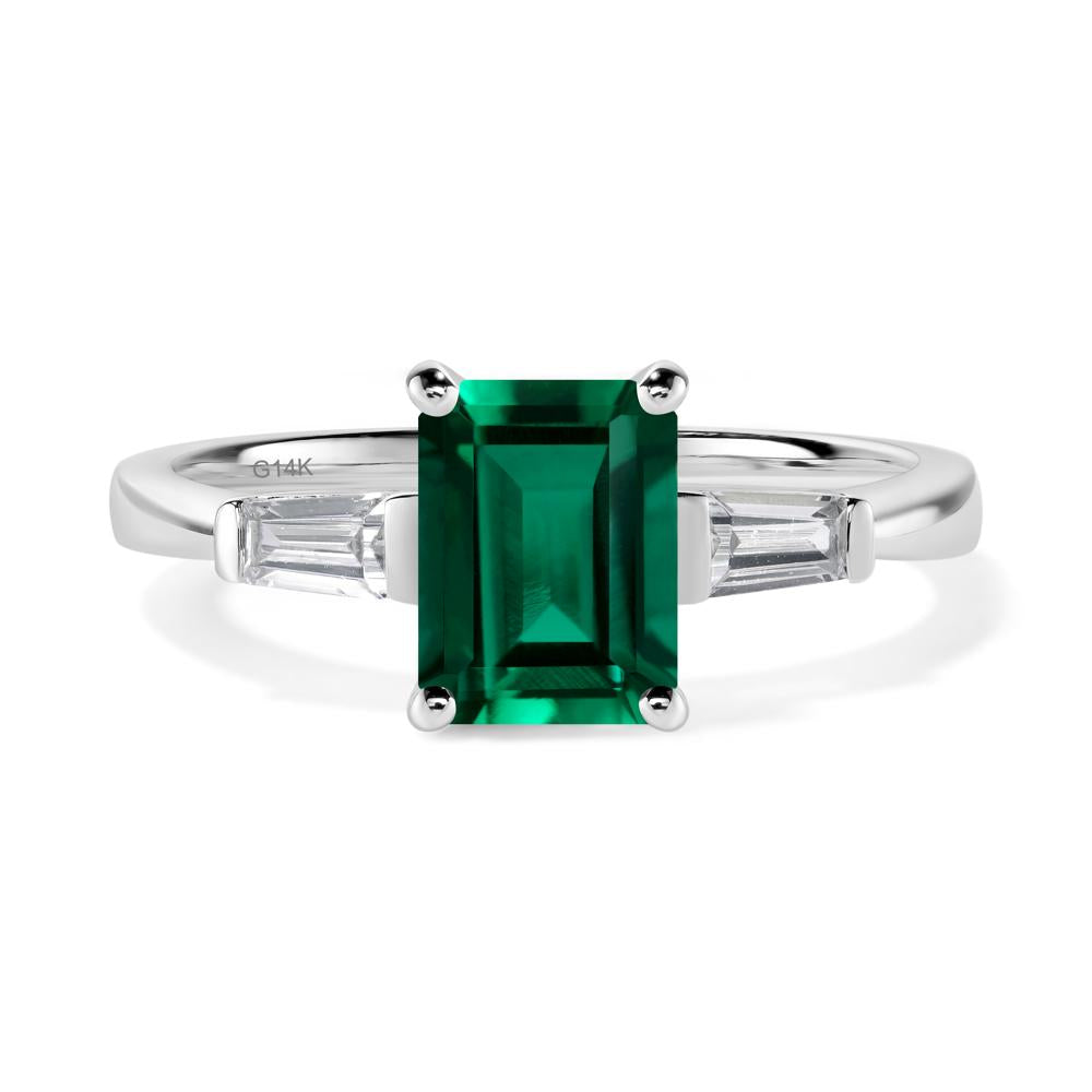 Emerald Emerald Cut Baguette Ring - LUO Jewelry #metal_14k white gold