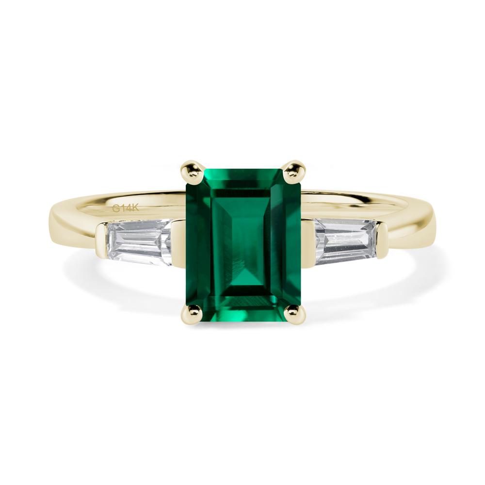 Emerald Emerald Cut Baguette Ring - LUO Jewelry #metal_14k yellow gold