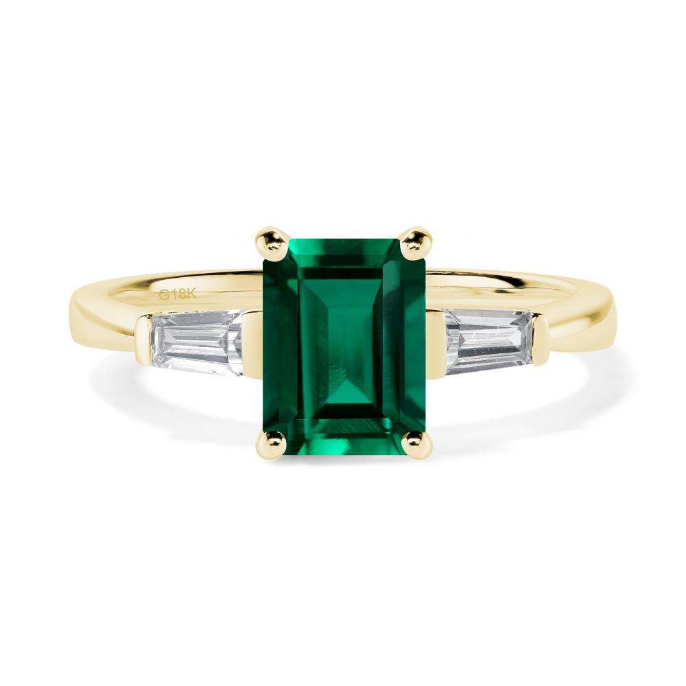 Emerald Emerald Cut Baguette Ring - LUO Jewelry #metal_18k yellow gold