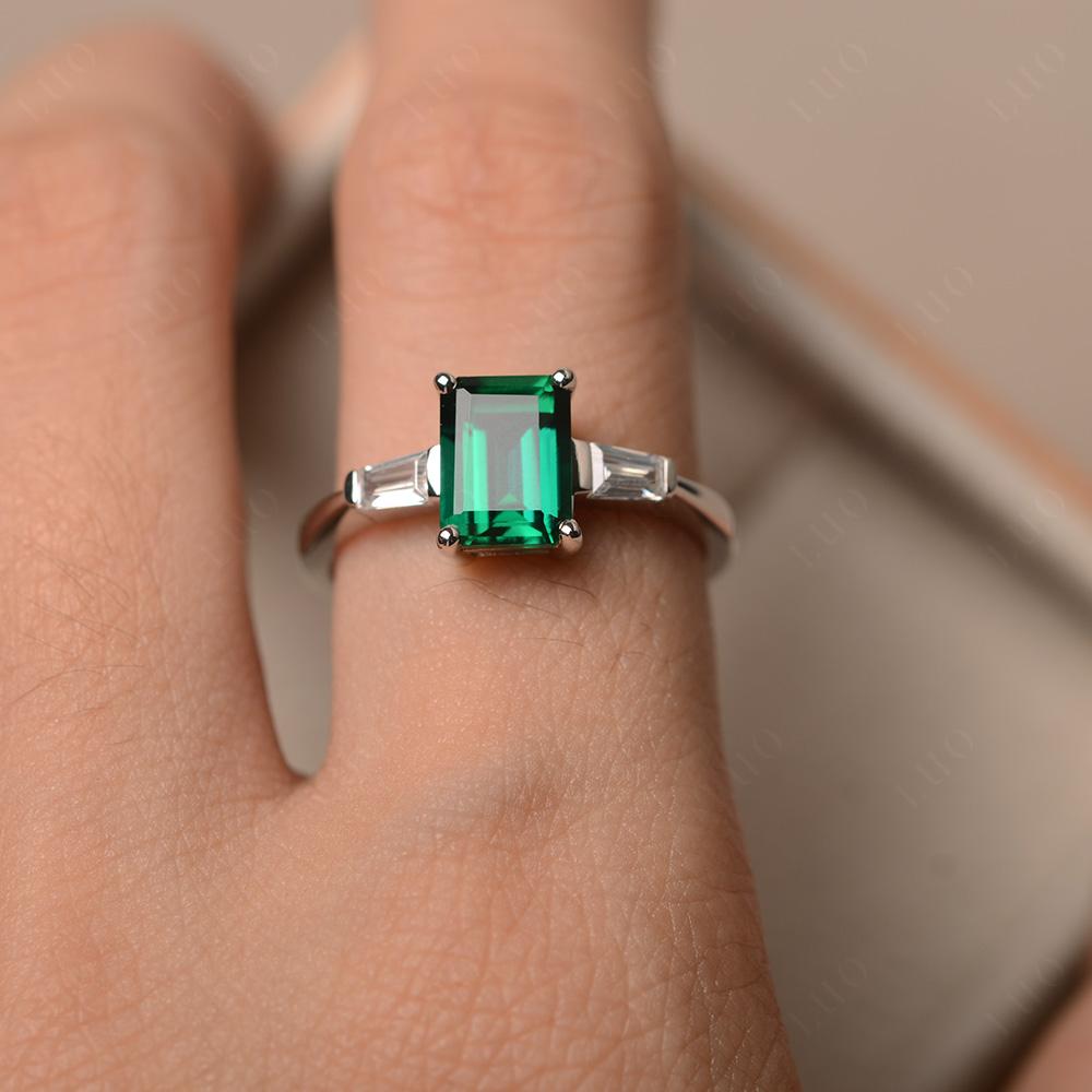 Emerald Emerald Cut Baguette Ring - LUO Jewelry 