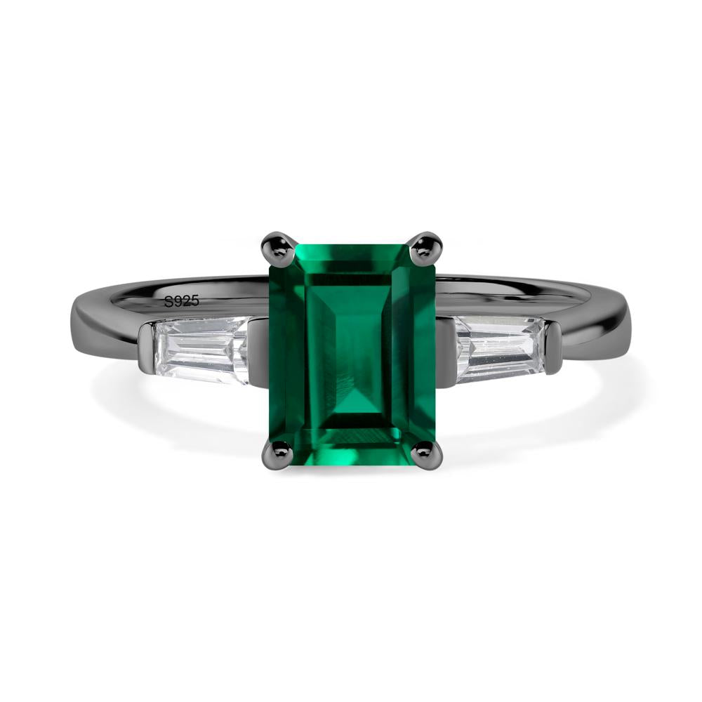 Emerald Emerald Cut Baguette Ring - LUO Jewelry #metal_black finish sterling silver