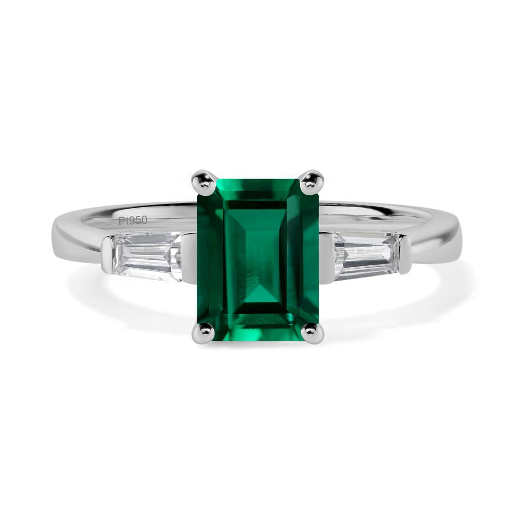 Emerald Emerald Cut Baguette Ring - LUO Jewelry #metal_platinum