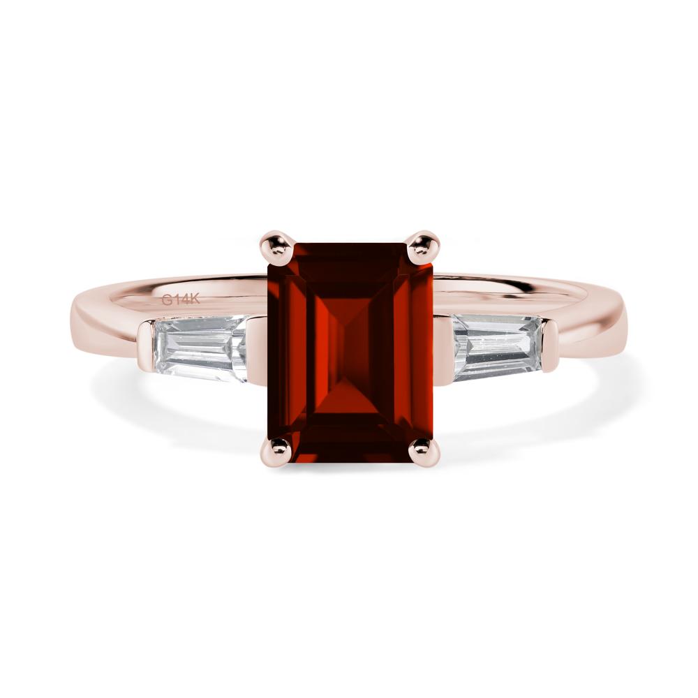 Garnet Tapered Baguette Engagement Ring - LUO Jewelry #metal_14k rose gold