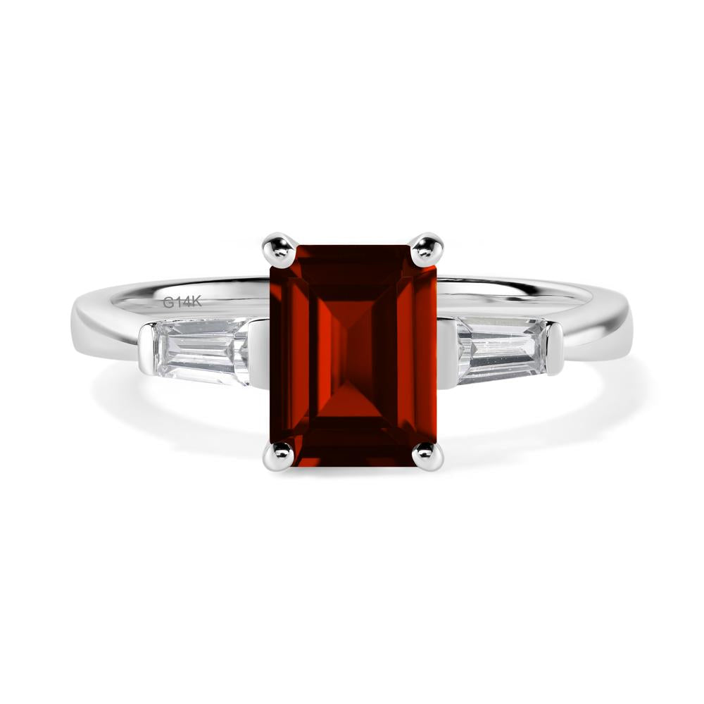 Garnet Tapered Baguette Engagement Ring - LUO Jewelry #metal_14k white gold