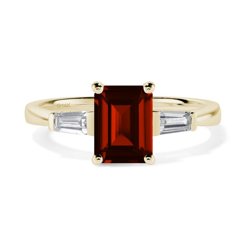 Garnet Tapered Baguette Engagement Ring - LUO Jewelry #metal_14k yellow gold