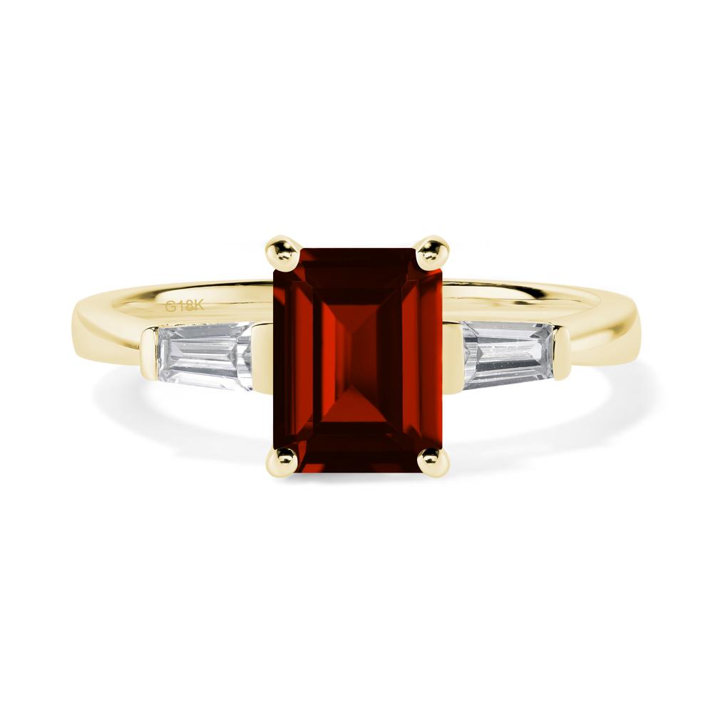 Garnet Tapered Baguette Engagement Ring - LUO Jewelry #metal_18k yellow gold