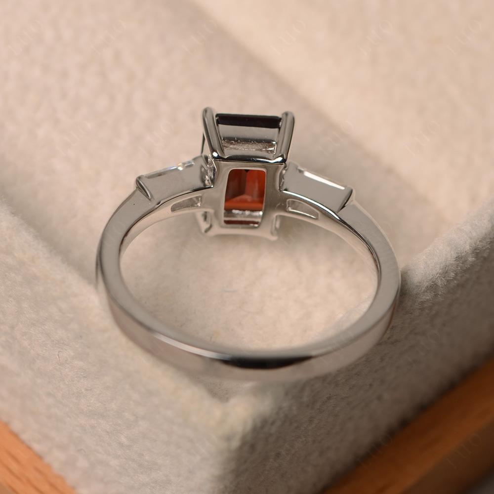 Garnet Tapered Baguette Engagement Ring - LUO Jewelry 