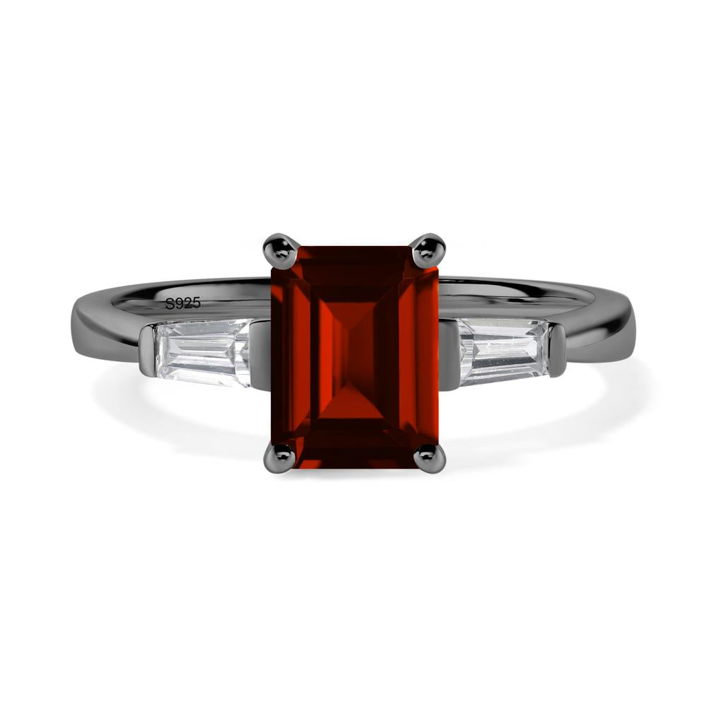 Garnet Tapered Baguette Engagement Ring - LUO Jewelry #metal_black finish sterling silver