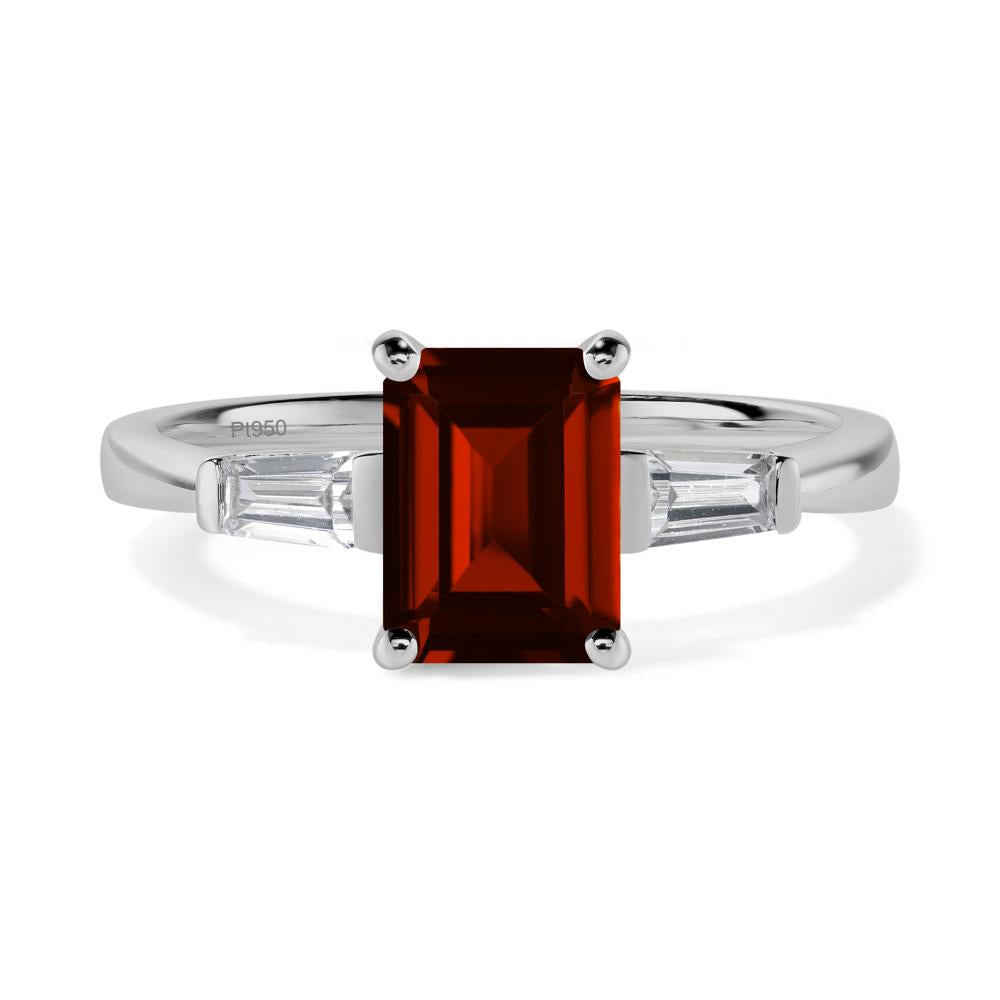 Garnet Tapered Baguette Engagement Ring - LUO Jewelry #metal_platinum