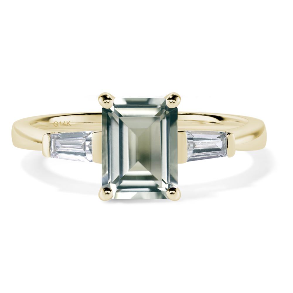 Green Amethyst Emerald Cut Baguette Ring - LUO Jewelry #metal_14k yellow gold