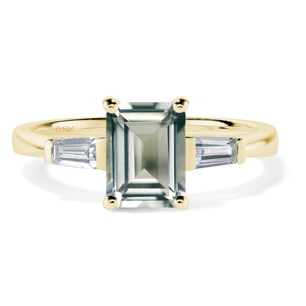 Green Amethyst Emerald Cut Baguette Ring - LUO Jewelry #metal_18k yellow gold