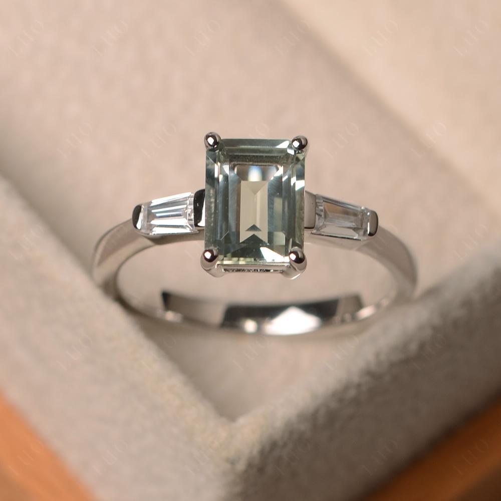 Green Amethyst Emerald Cut Baguette Ring - LUO Jewelry 