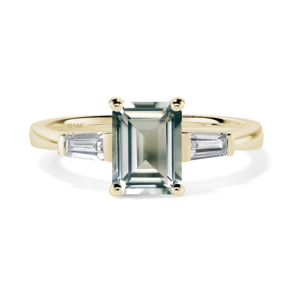 Green Amethyst Emerald Cut Baguette Ring - LUO Jewelry #metal_14k yellow gold