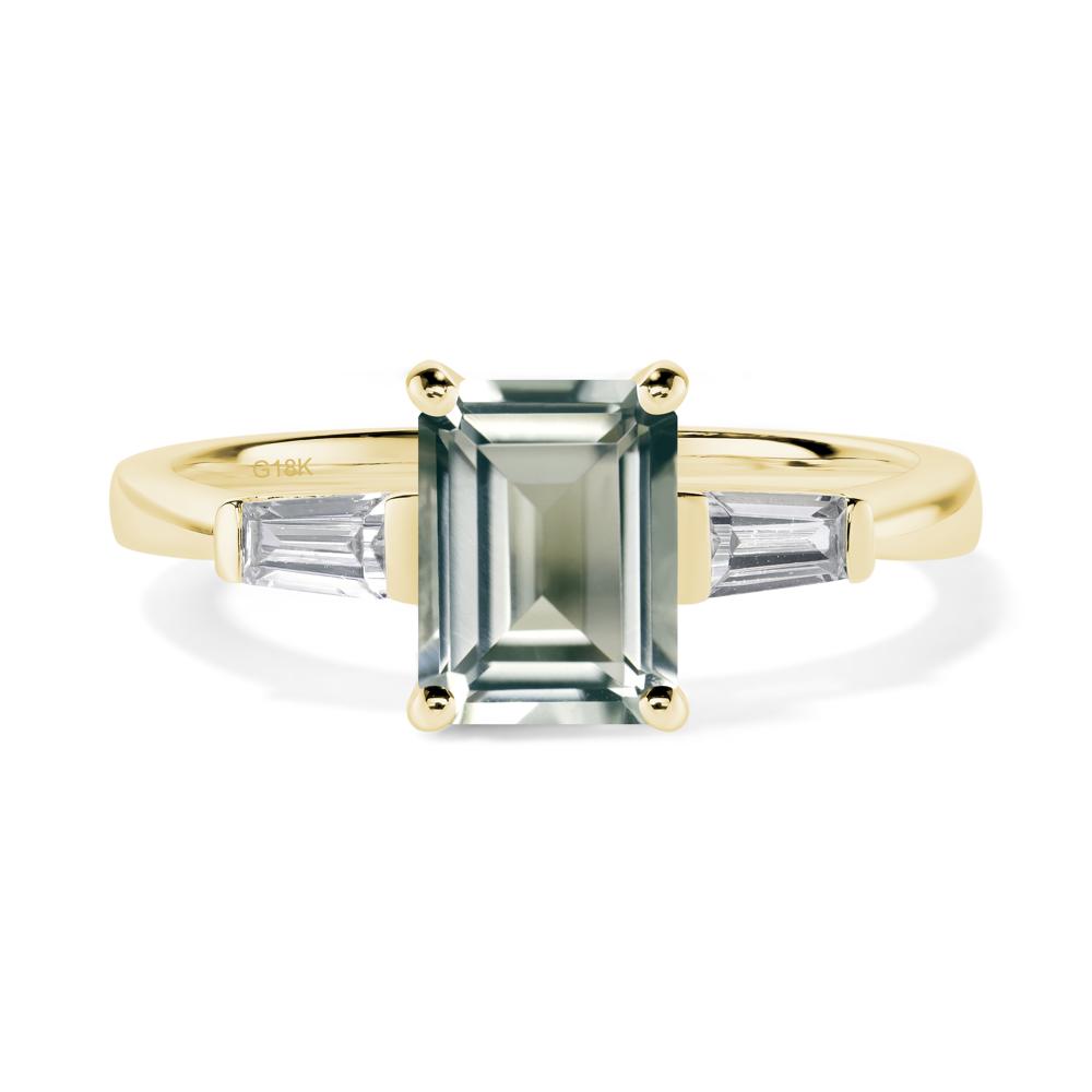 Green Amethyst Emerald Cut Baguette Ring - LUO Jewelry #metal_18k yellow gold