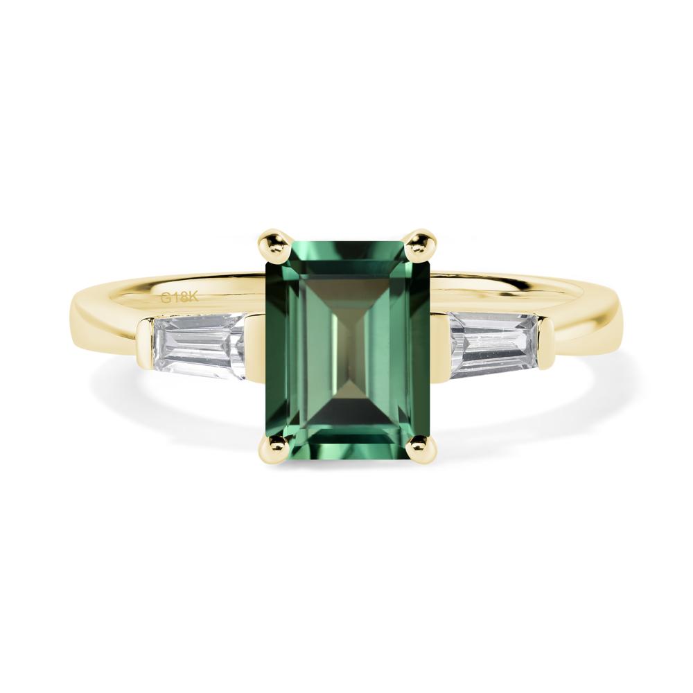 Green Sapphire Tapered Baguette Engagement Ring - LUO Jewelry #metal_18k yellow gold