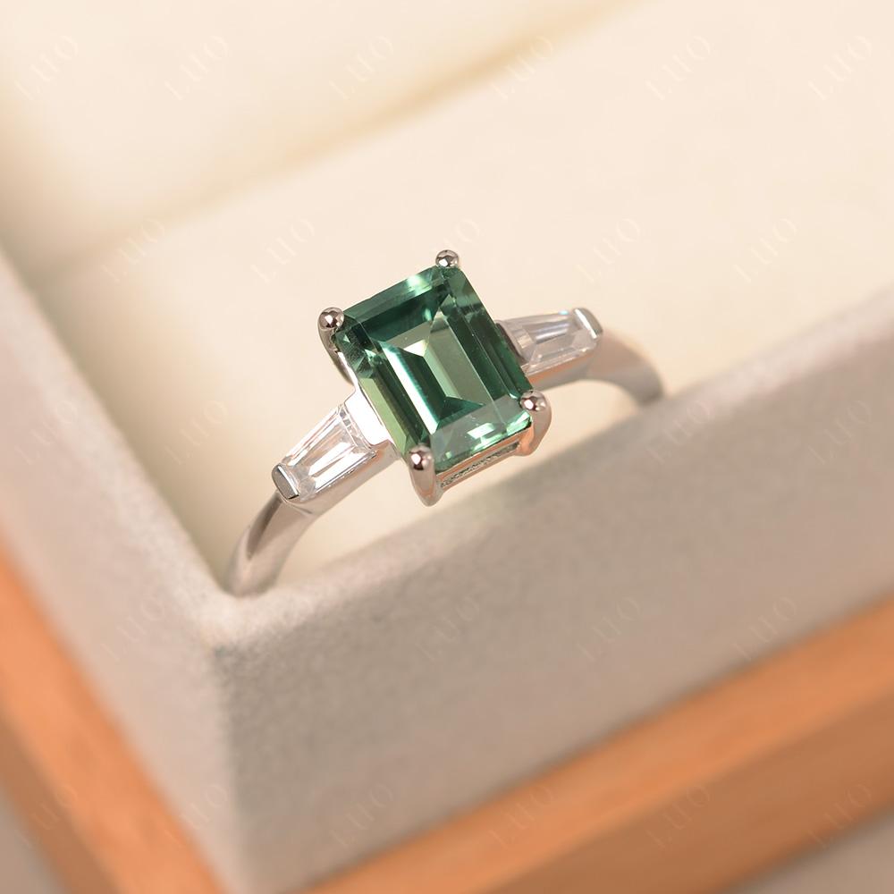 Green Sapphire Tapered Baguette Engagement Ring - LUO Jewelry 