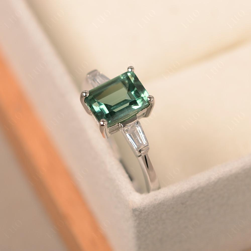 Green Sapphire Tapered Baguette Engagement Ring - LUO Jewelry 