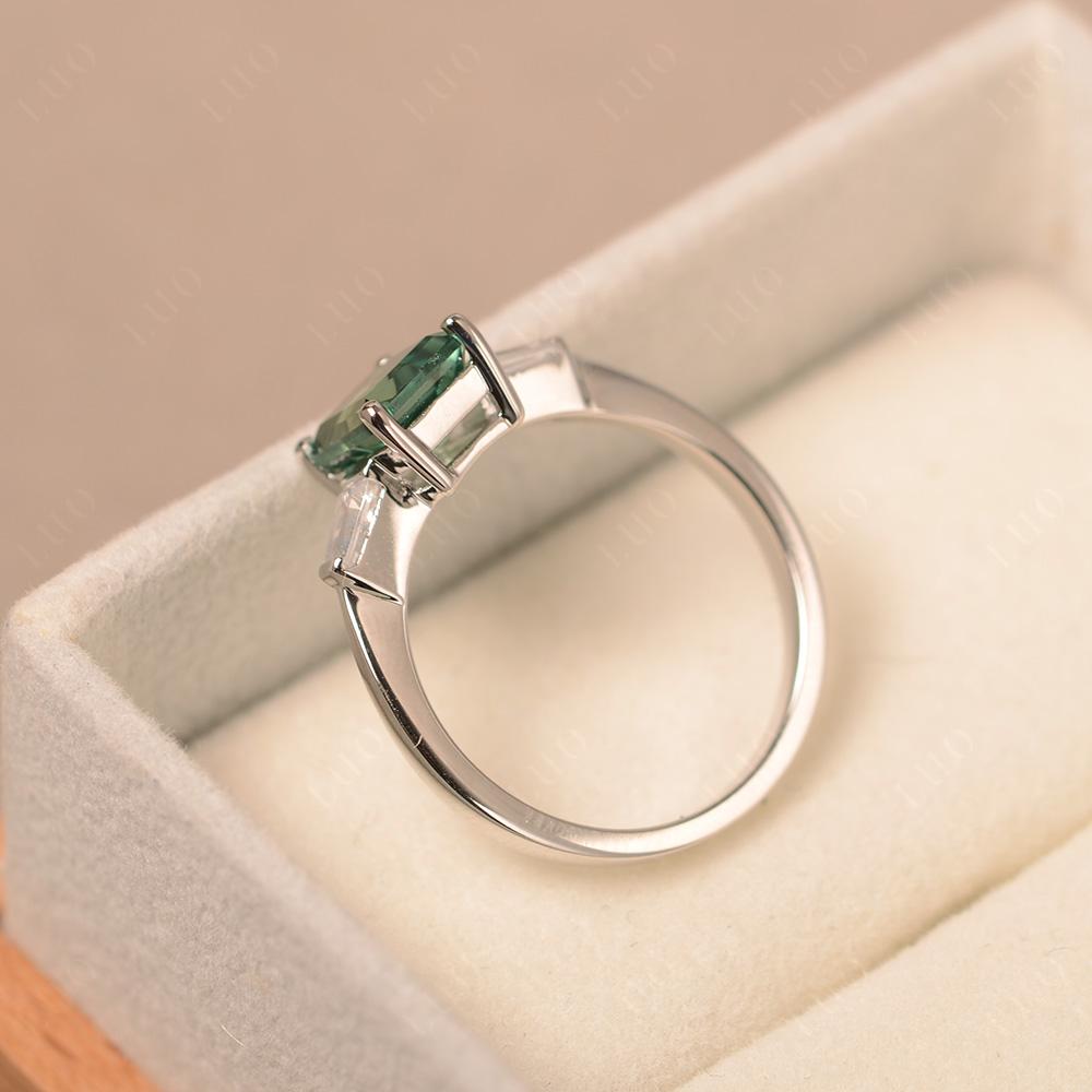 Green Sapphire Tapered Baguette Engagement Ring - LUO Jewelry 