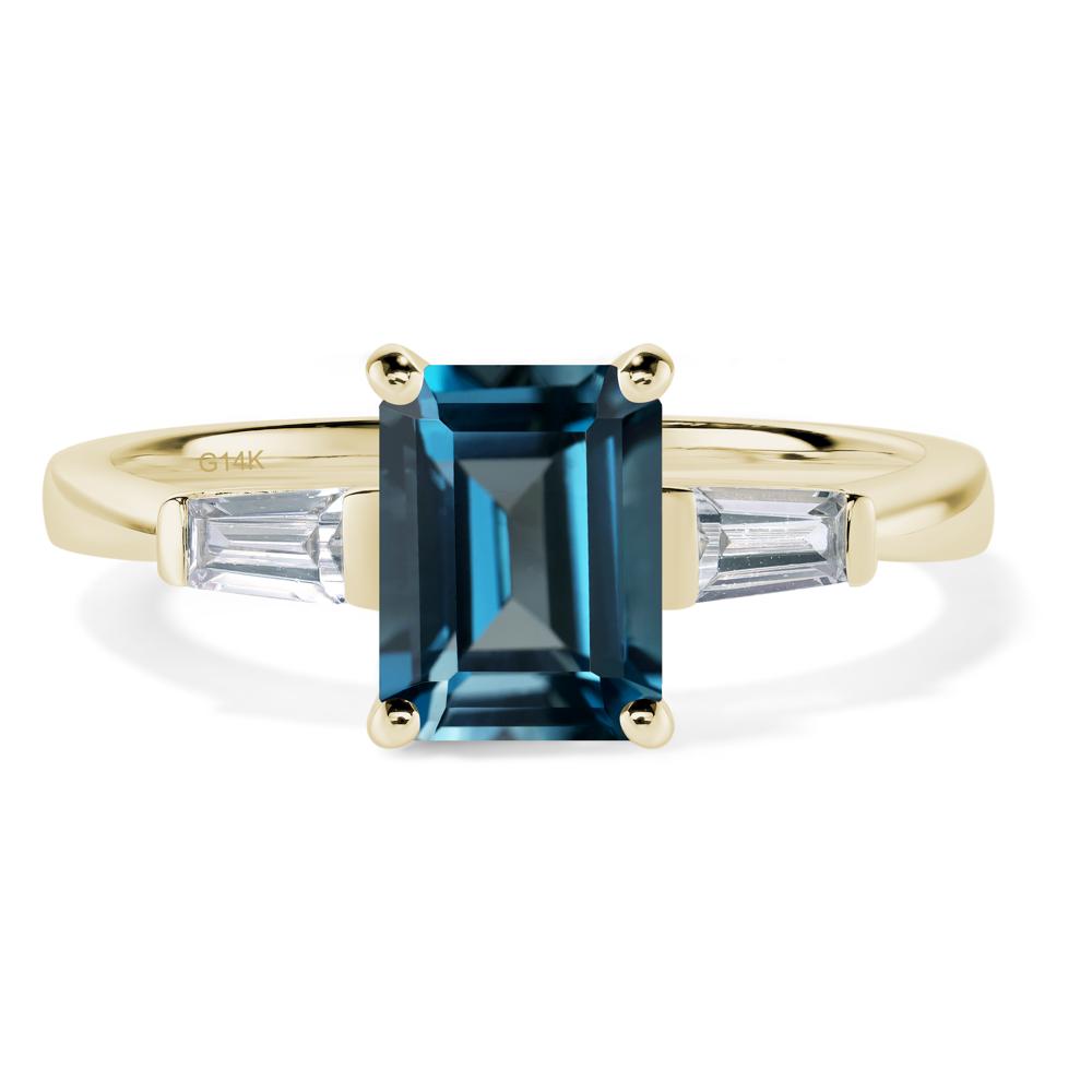 London Blue Topaz Emerald Cut Baguette Ring - LUO Jewelry #metal_14k yellow gold