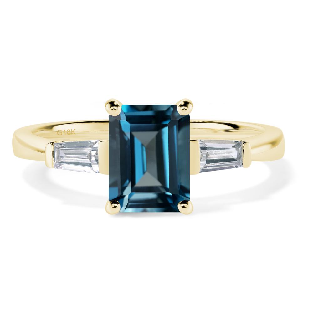 London Blue Topaz Emerald Cut Baguette Ring - LUO Jewelry #metal_18k yellow gold