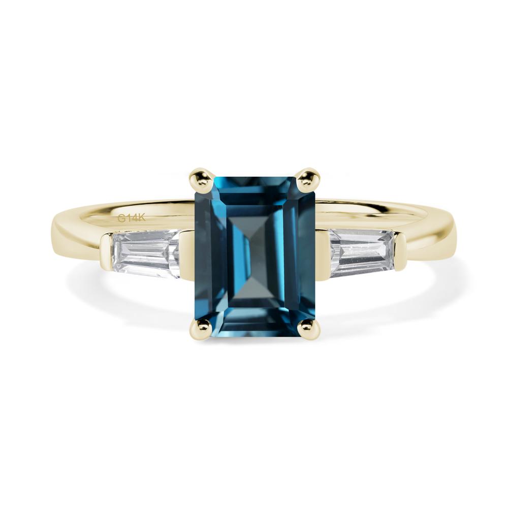 London Blue Topaz Emerald Cut Baguette Ring - LUO Jewelry #metal_14k yellow gold