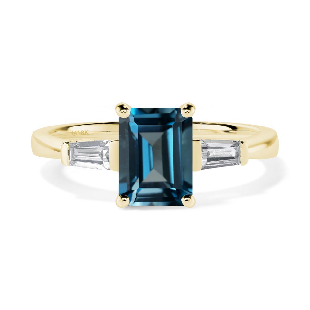 London Blue Topaz Emerald Cut Baguette Ring - LUO Jewelry #metal_18k yellow gold