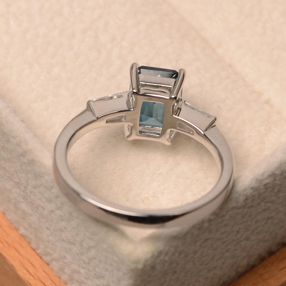 London Blue Topaz Emerald Cut Baguette Ring - LUO Jewelry 