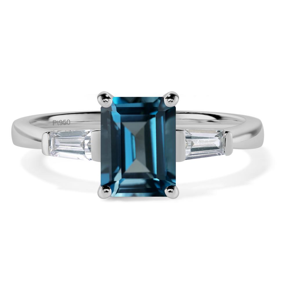 London Blue Topaz Emerald Cut Baguette Ring - LUO Jewelry #metal_platinum