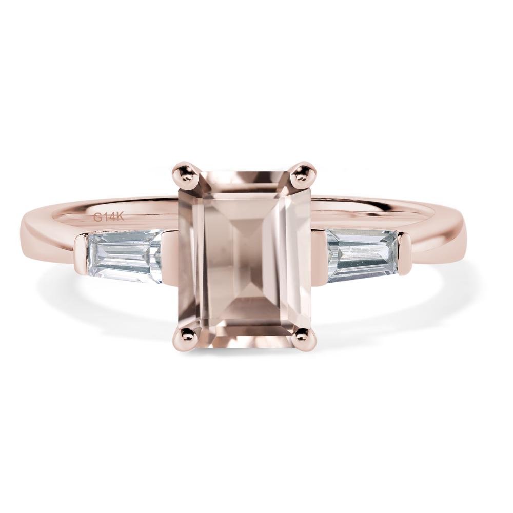 Morganite Tapered Baguette Engagement Ring - LUO Jewelry #metal_14k rose gold