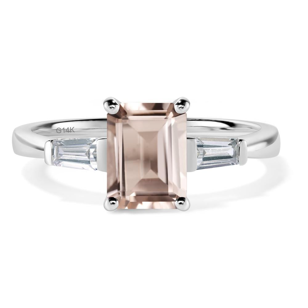 Morganite Tapered Baguette Engagement Ring - LUO Jewelry #metal_14k white gold