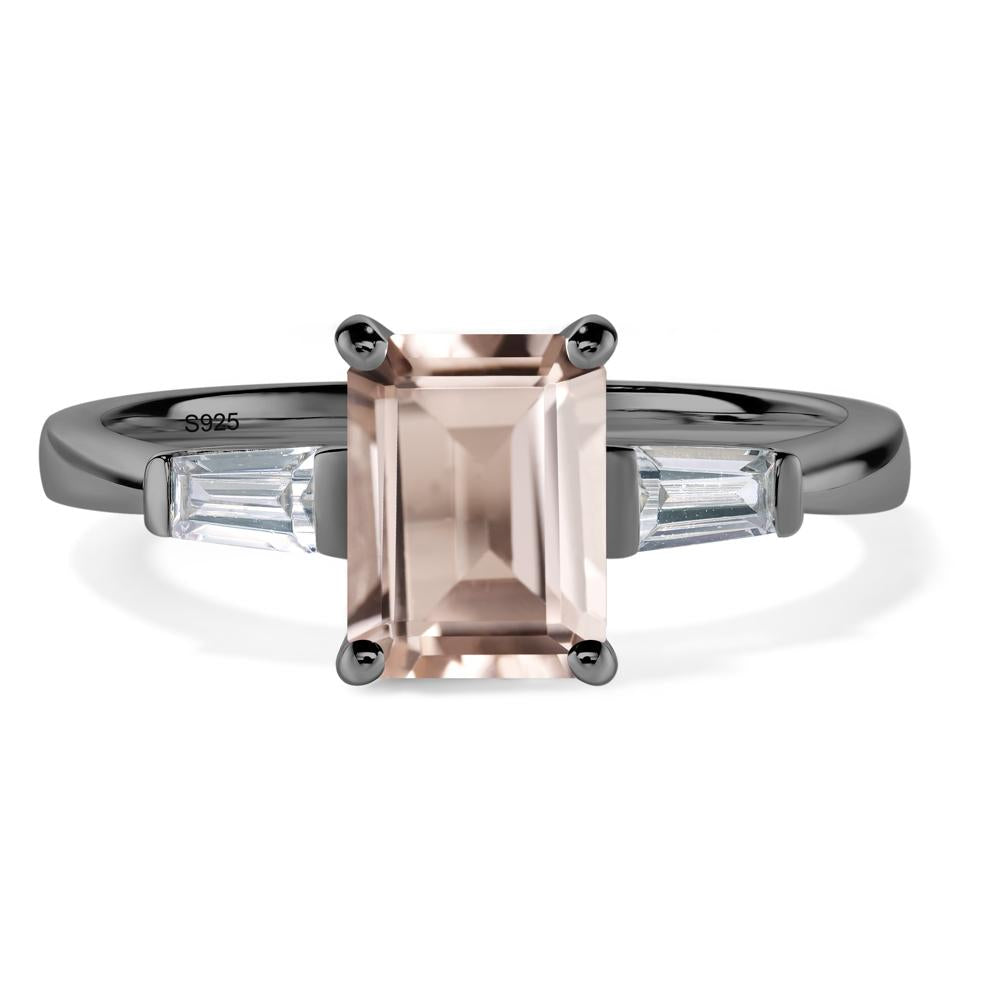 Morganite Tapered Baguette Engagement Ring - LUO Jewelry #metal_black finish sterling silver