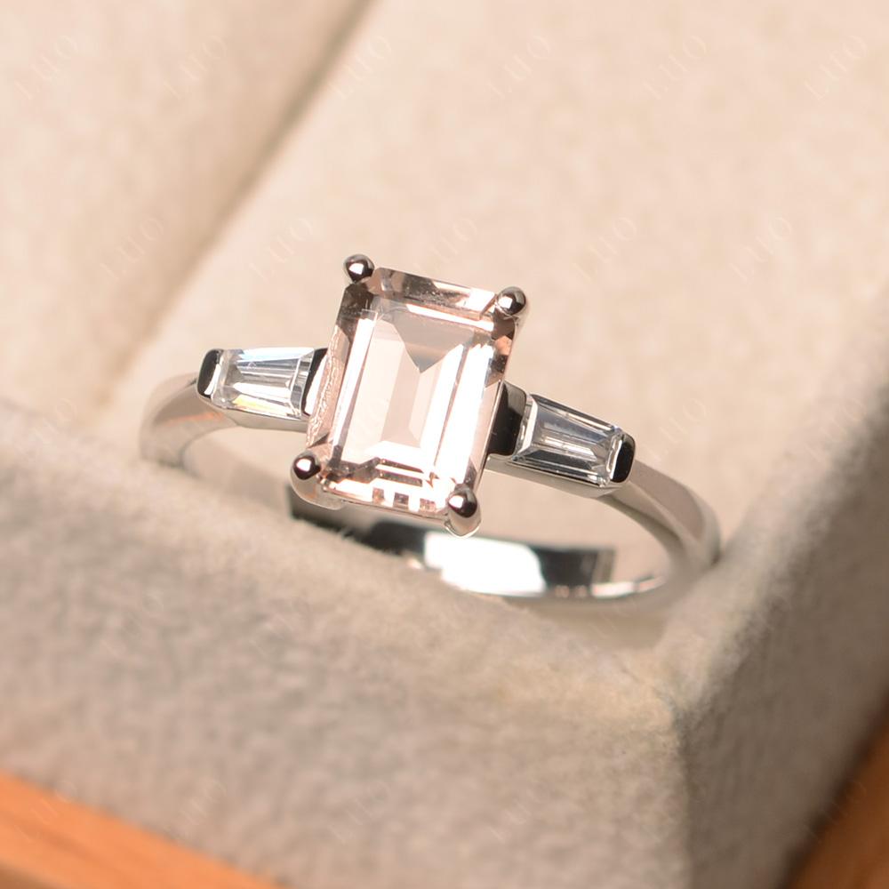 Morganite Tapered Baguette Engagement Ring - LUO Jewelry 