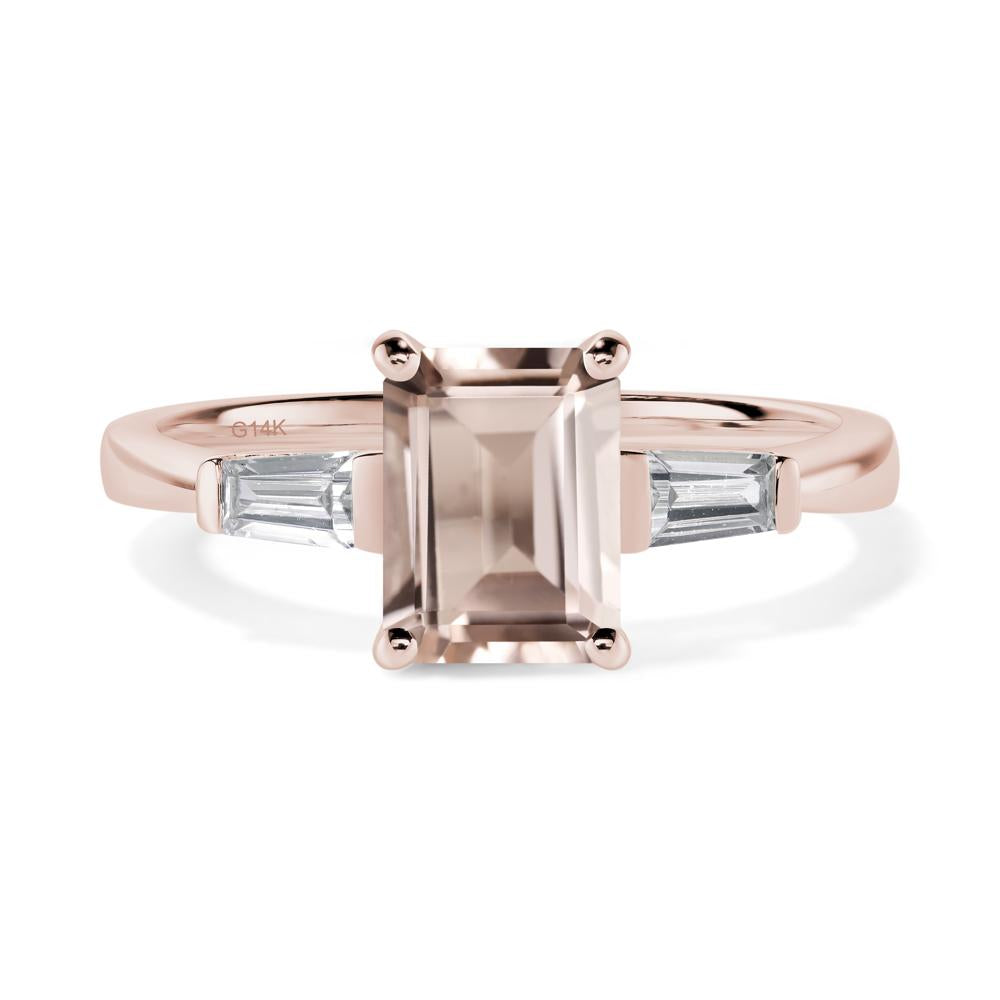 Morganite Tapered Baguette Engagement Ring - LUO Jewelry #metal_14k rose gold