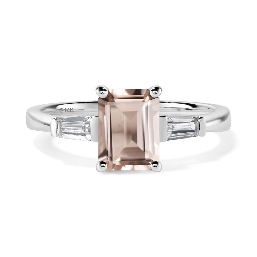 Morganite Tapered Baguette Engagement Ring - LUO Jewelry #metal_14k white gold