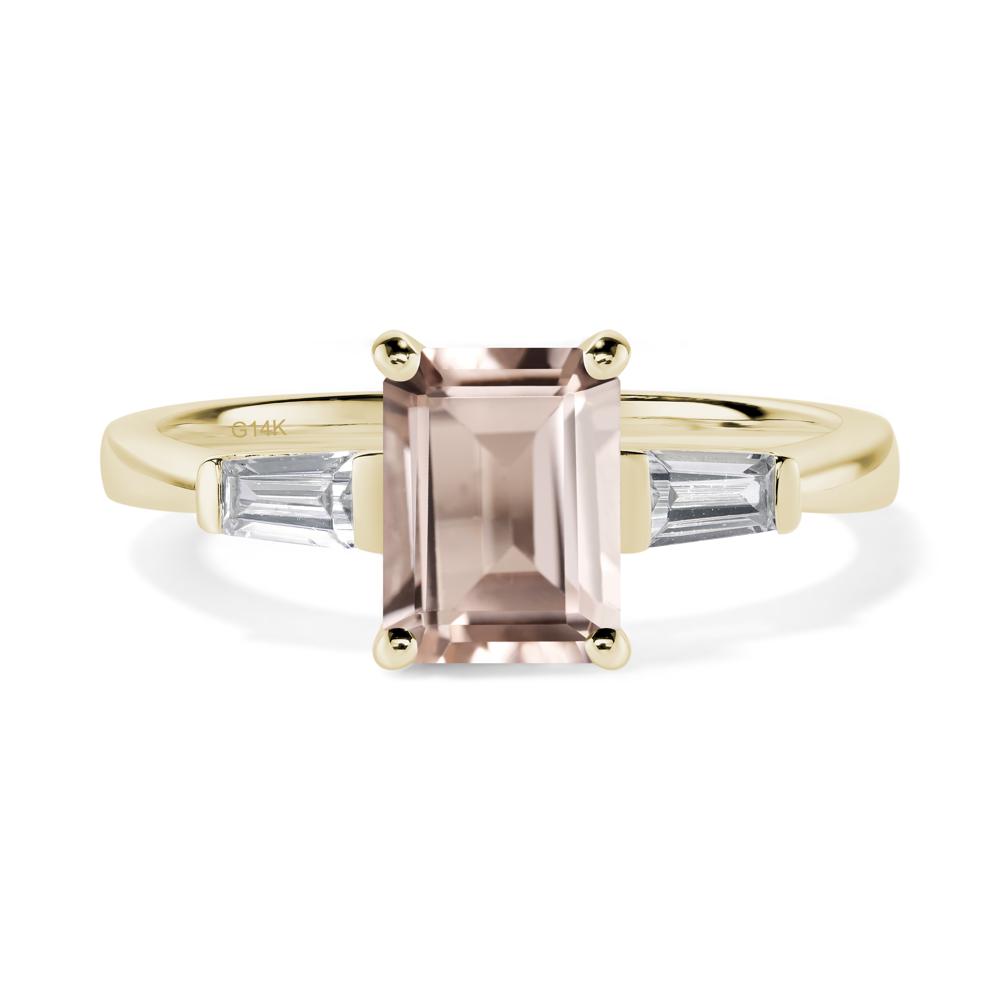 Morganite Tapered Baguette Engagement Ring - LUO Jewelry #metal_14k yellow gold