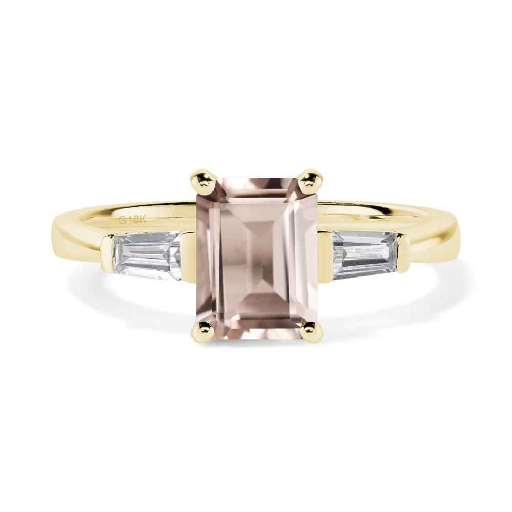 Morganite Tapered Baguette Engagement Ring - LUO Jewelry #metal_18k yellow gold