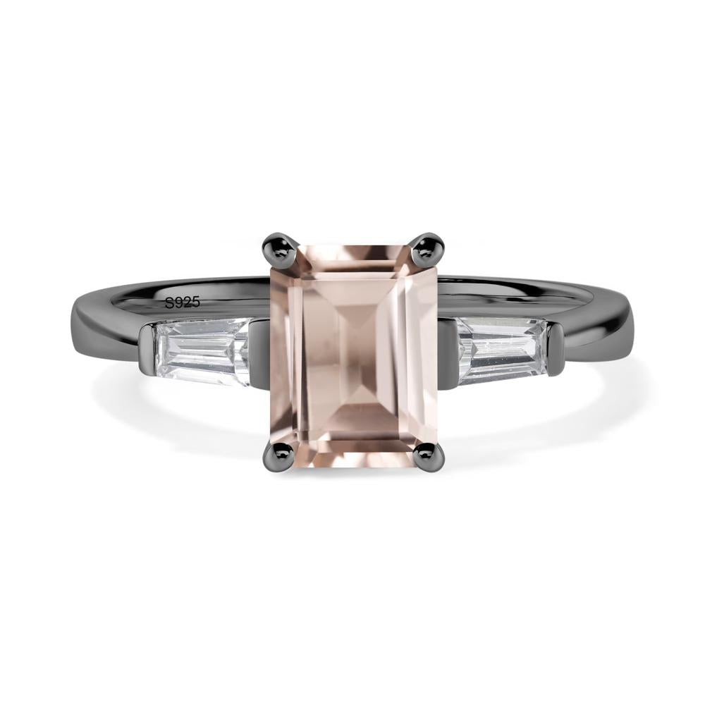 Morganite Tapered Baguette Engagement Ring - LUO Jewelry #metal_black finish sterling silver