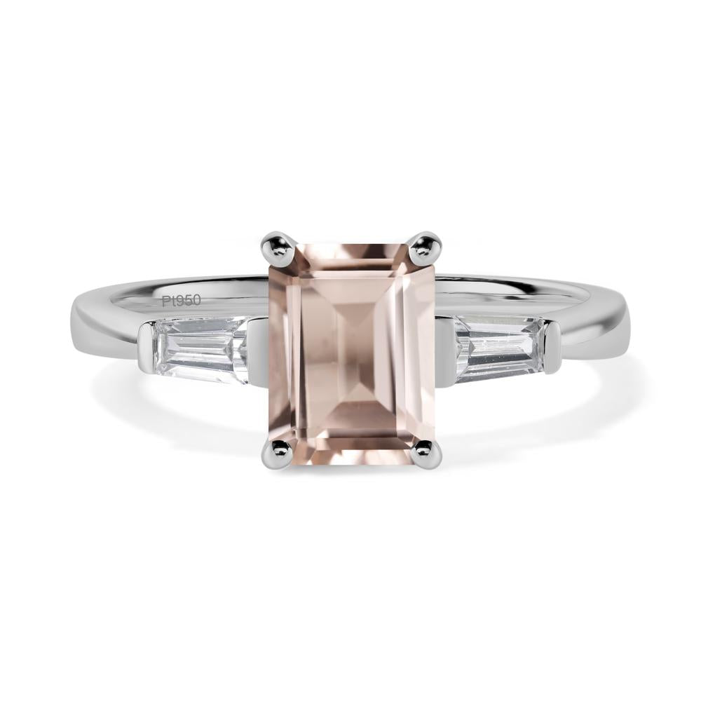 Morganite Tapered Baguette Engagement Ring - LUO Jewelry #metal_platinum