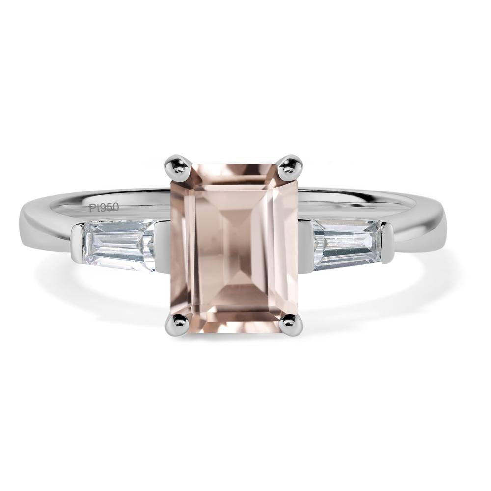 Morganite Tapered Baguette Engagement Ring - LUO Jewelry #metal_platinum