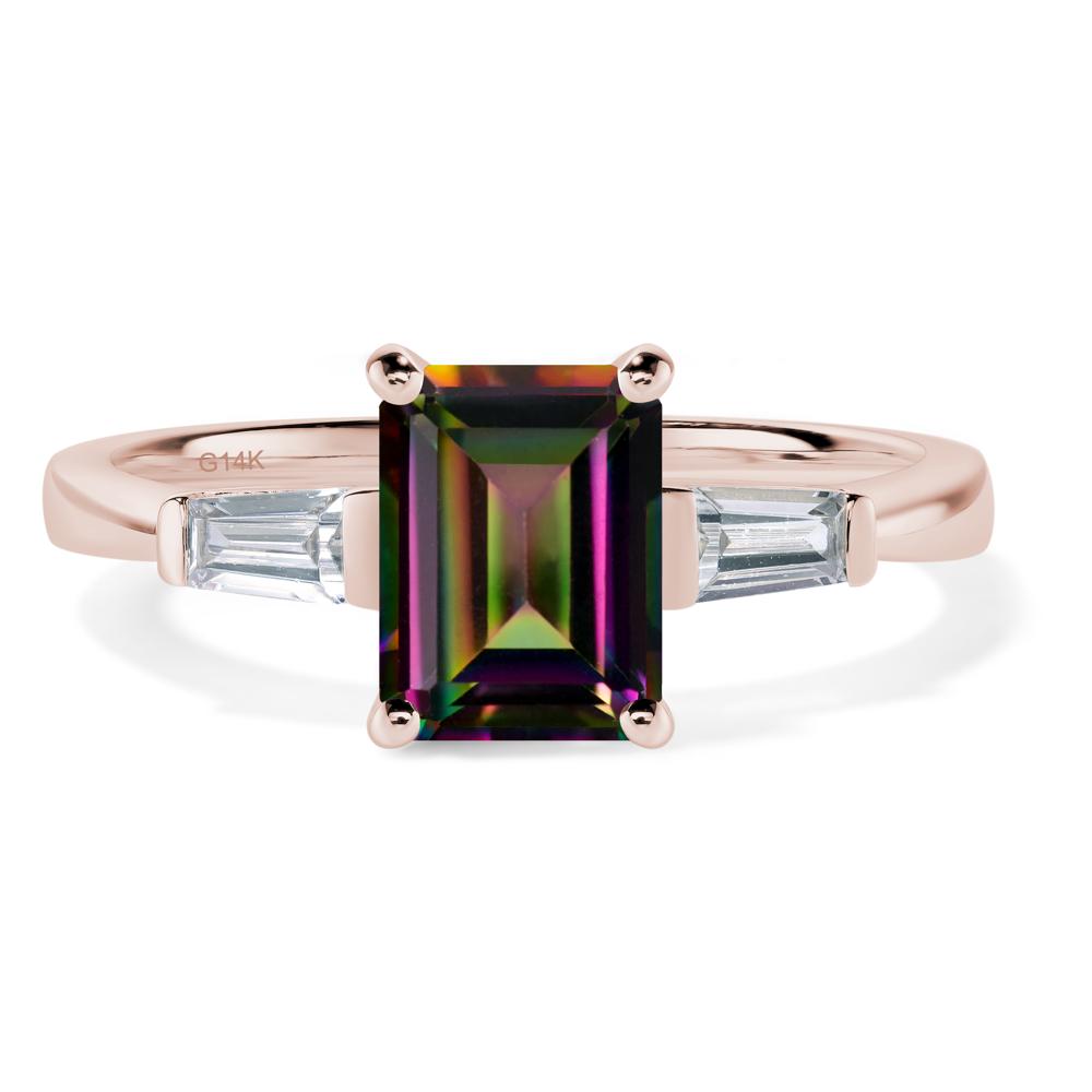 Mystic Topaz Emerald Cut Baguette Ring - LUO Jewelry #metal_14k rose gold