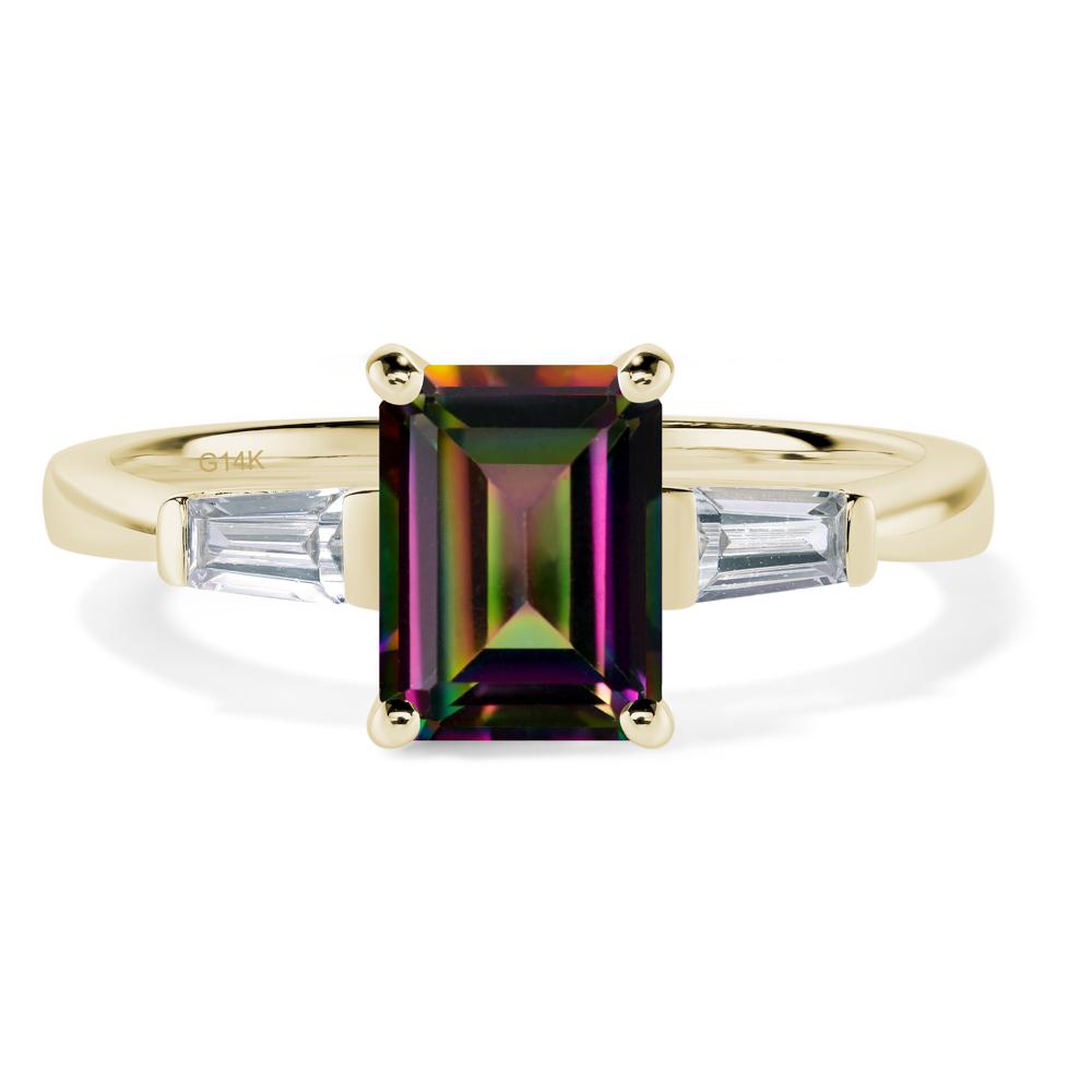 Mystic Topaz Emerald Cut Baguette Ring - LUO Jewelry #metal_14k yellow gold