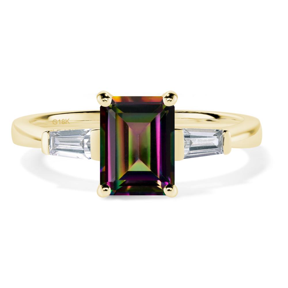 Mystic Topaz Emerald Cut Baguette Ring - LUO Jewelry #metal_18k yellow gold