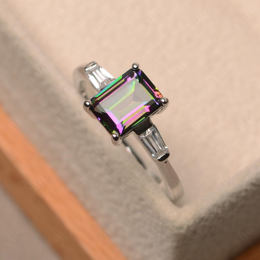 Mystic Topaz Emerald Cut Baguette Ring - LUO Jewelry 