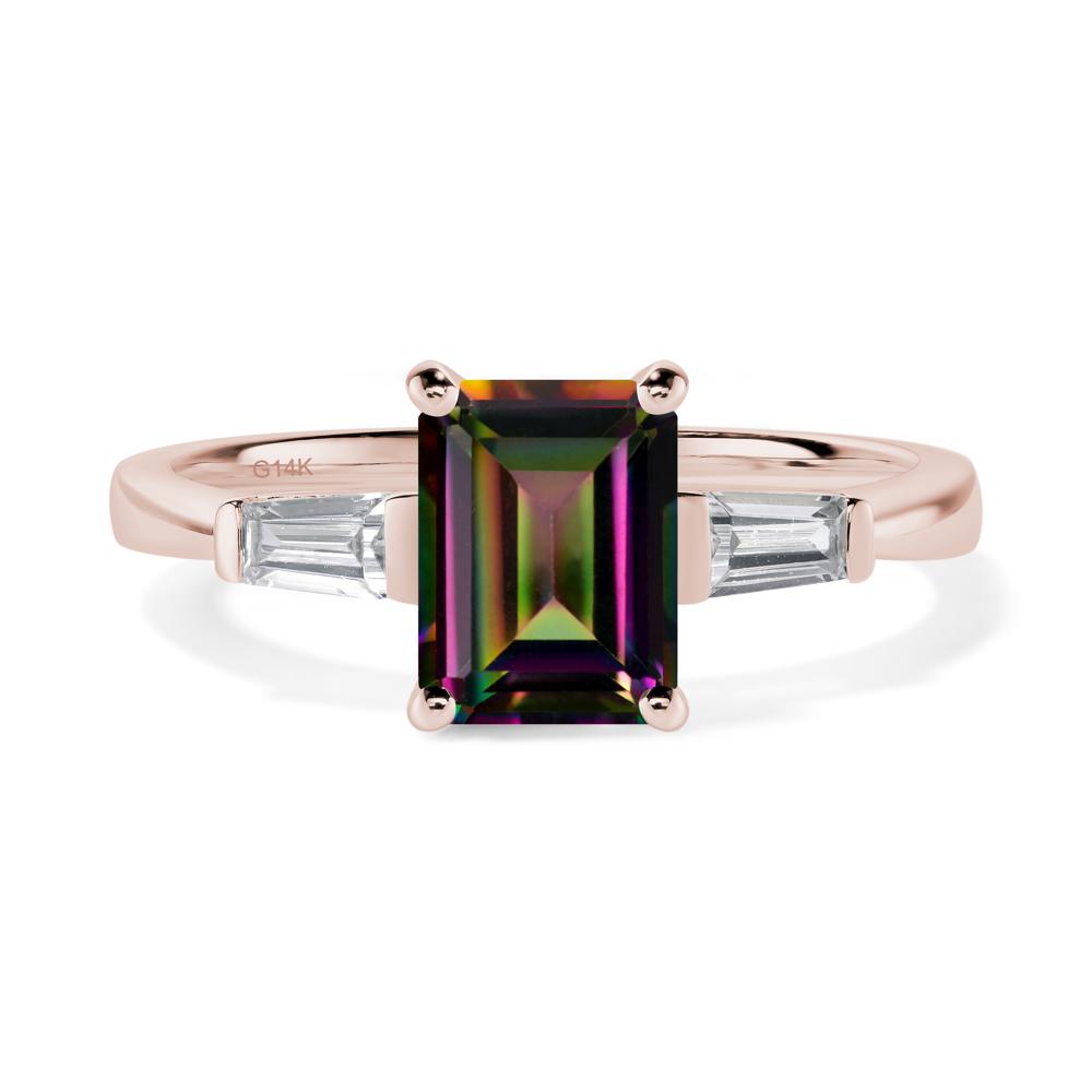 Mystic Topaz Emerald Cut Baguette Ring - LUO Jewelry #metal_14k rose gold