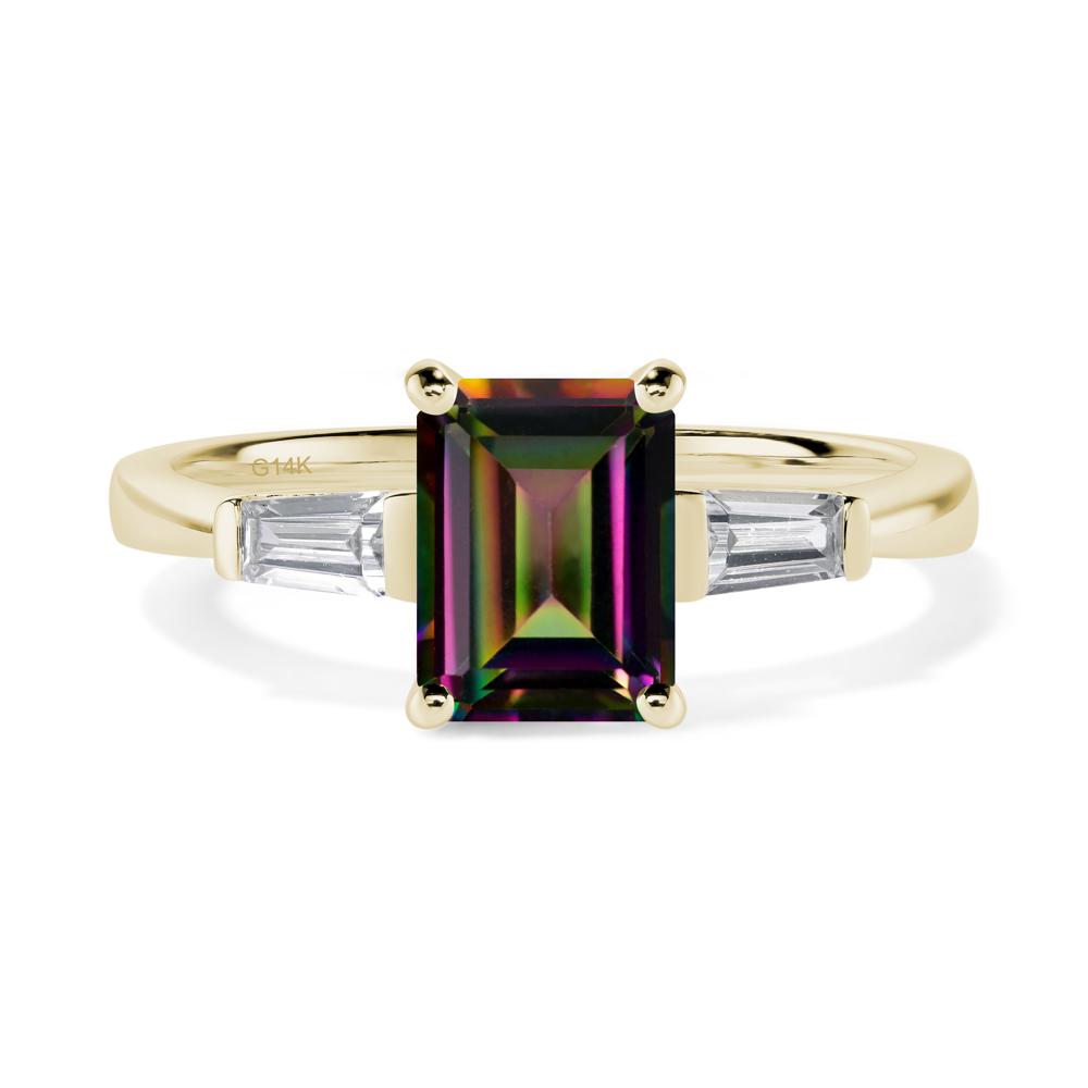 Mystic Topaz Emerald Cut Baguette Ring - LUO Jewelry #metal_14k yellow gold