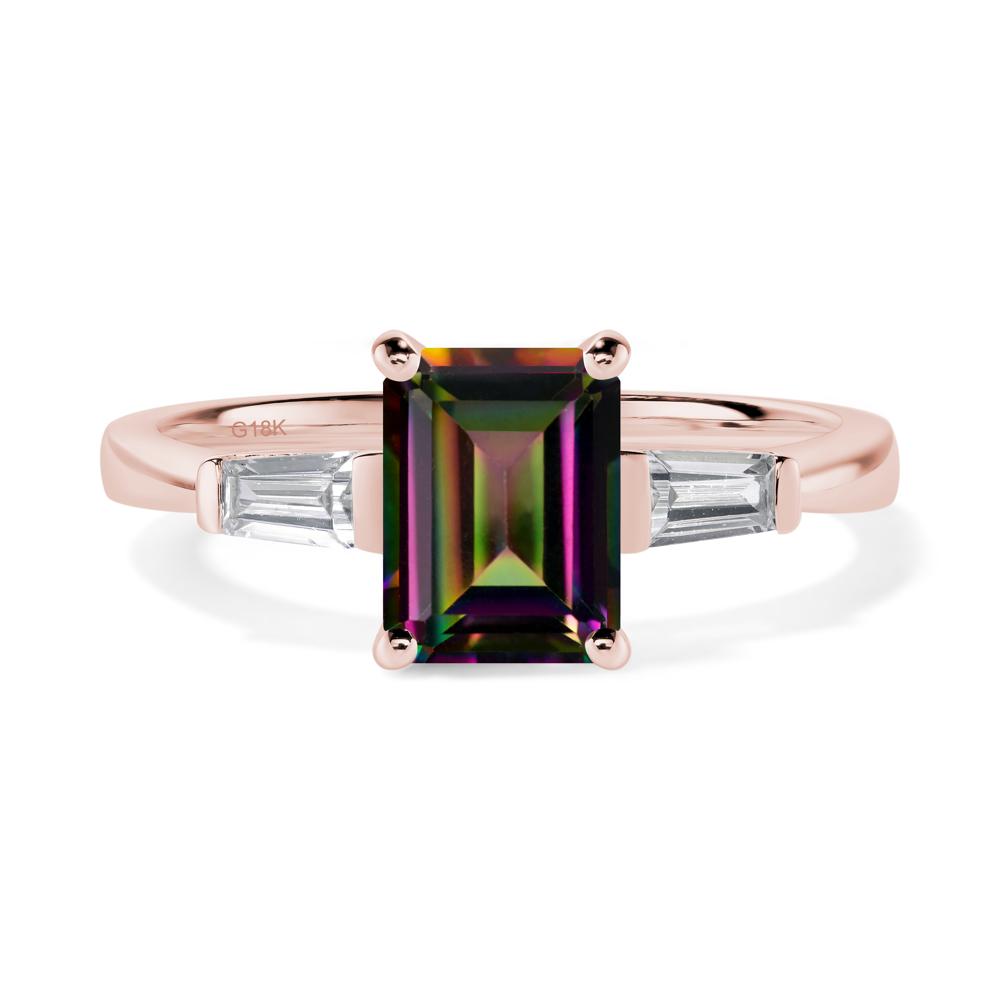 Mystic Topaz Emerald Cut Baguette Ring - LUO Jewelry #metal_18k rose gold